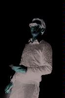 A set of photographs of a pair of glasses containing screens in place of the lenses being modeled by a man.  3 images.